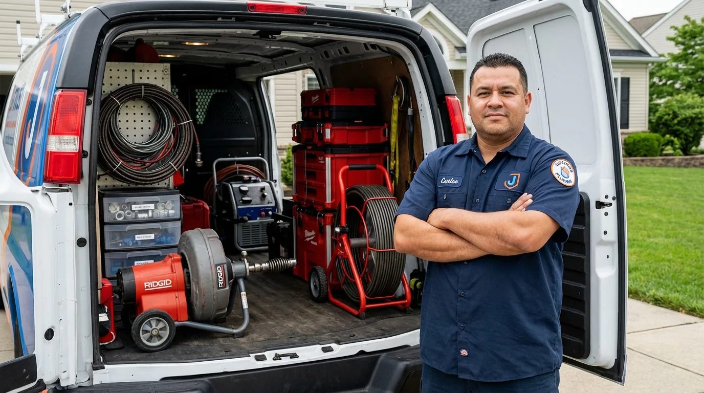 Professional drain cleaning equipment and Johns Plumbing LLC plumber in Turtle Creek
