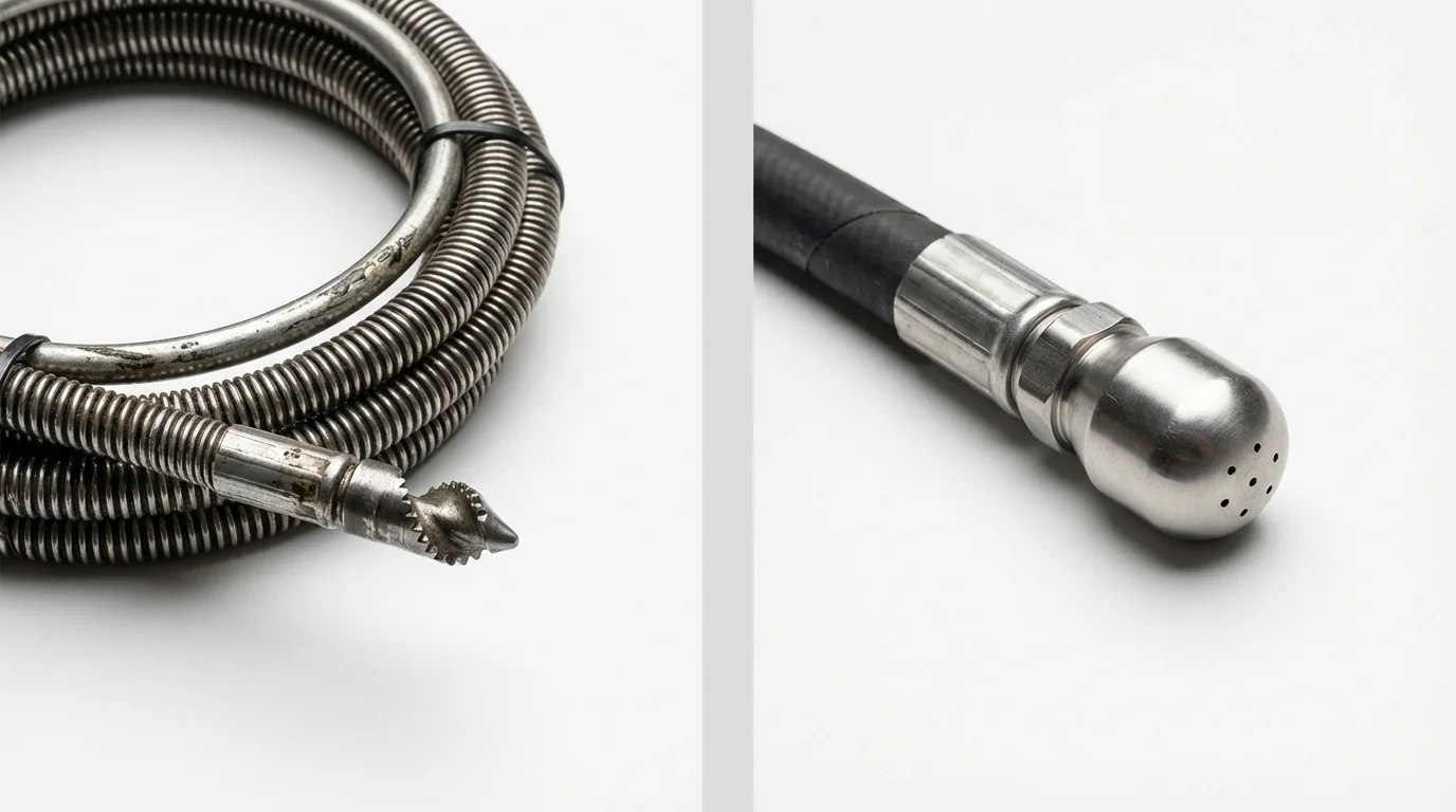 Drain snake cable and hydro jetting nozzle used for drain cleaning in Turtle Creek, PA