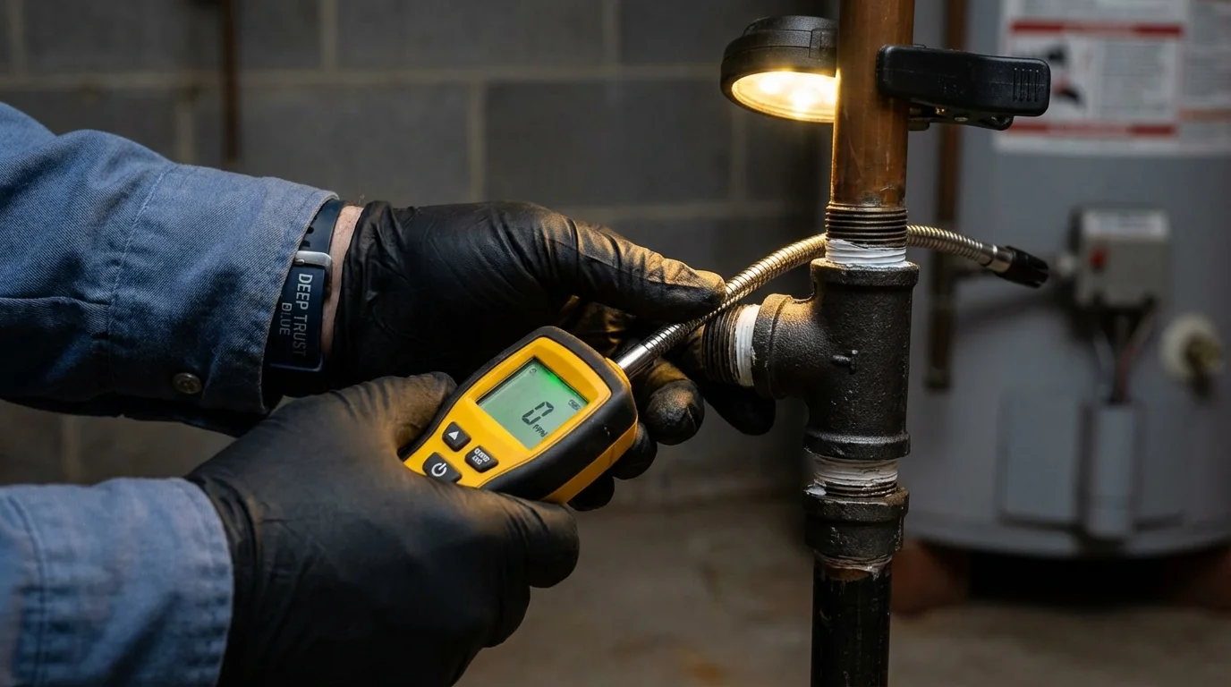 Gas leak detection with electronic sniffer by Johns Plumbing LLC in Turtle Creek
