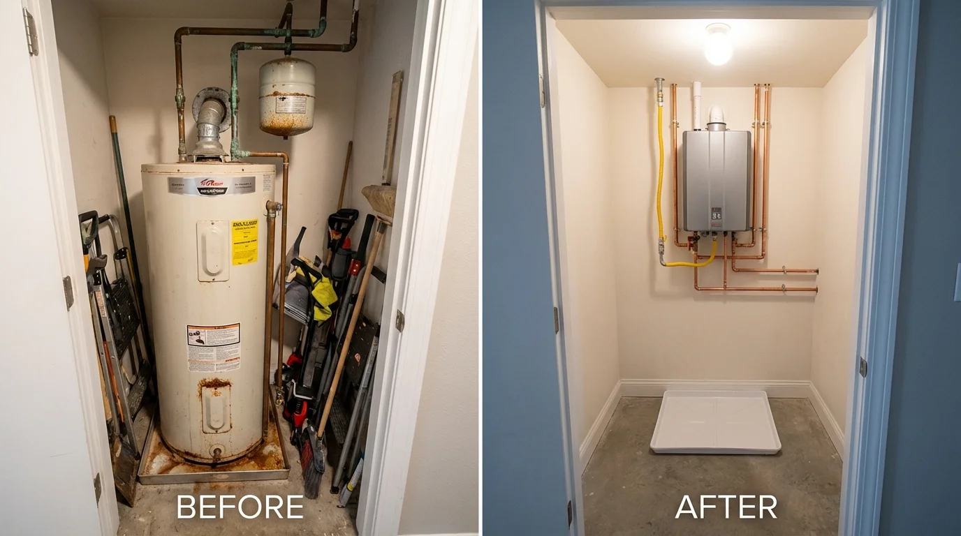 Tank water heater versus wall-mounted tankless unit comparison for Turtle Creek, PA homeowners