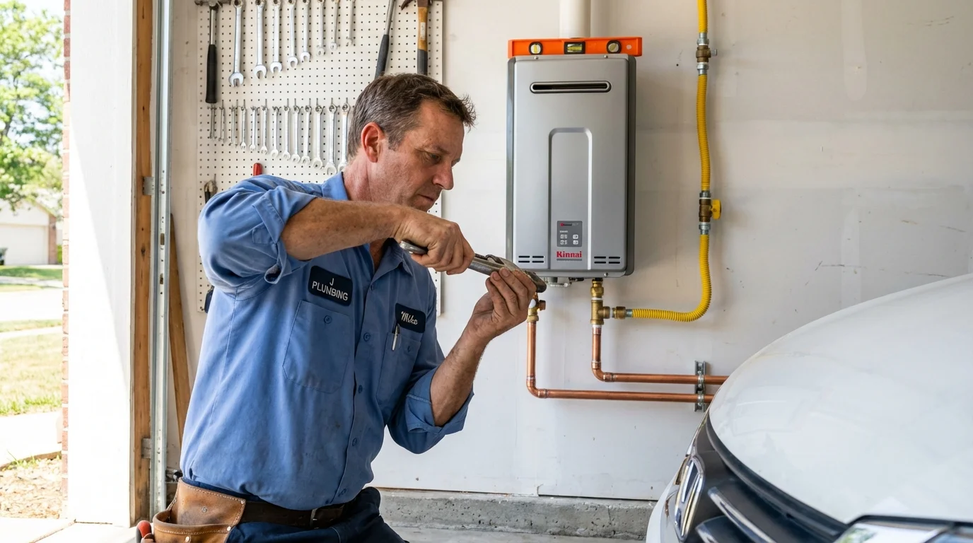 Tankless water heater installation by a Johns Plumbing LLC plumber in Turtle Creek