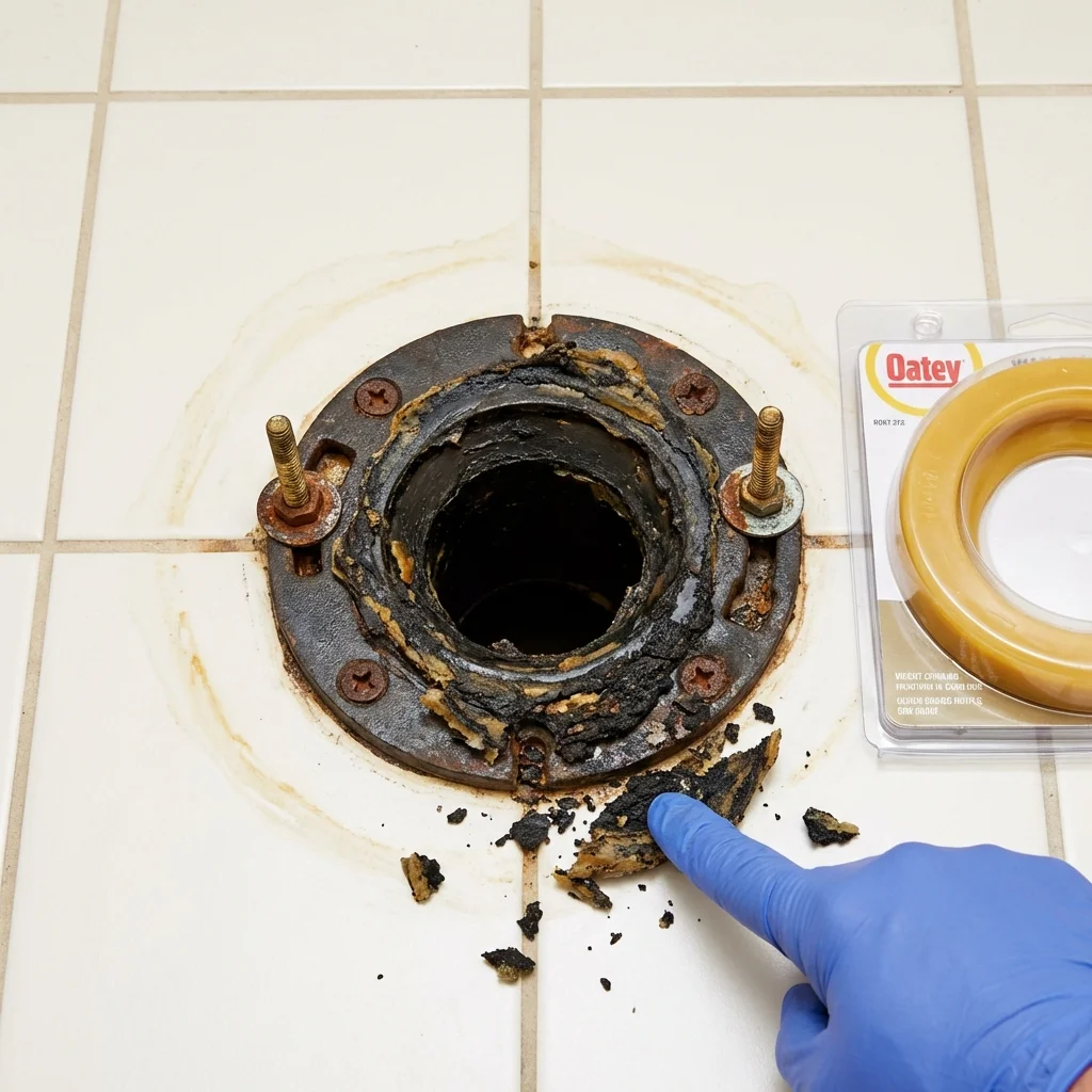 Failed wax ring showing water seepage at the base of a toilet in a Turtle Creek, PA home